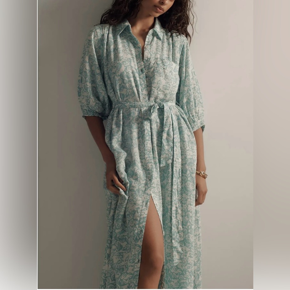 Anthropologie The Irene Linen Shirt Dress By Maeve, Size S